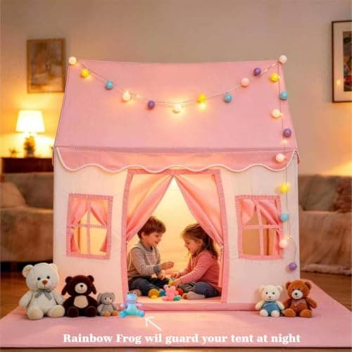 Play Kids Tent for Girls; Multi-Coloured Ball Lights & Toy Squeezy Rainbow Frog. Outdoor Indoor Playhouse for Children – Toys & Gifts for Girls Age 3 4 5 6 7. Kids Play Tents — view 2