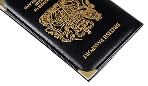 Esposti British Passport Holder | UK Passport Wallet | UK Passport Cover | Non EU | Premium PU Leather | Gold Protective Corners | Black — view 5