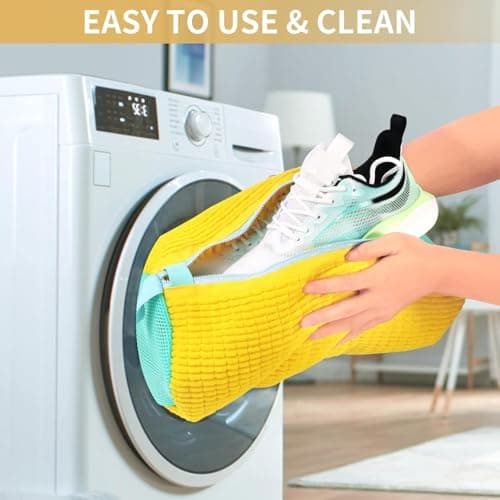 2pcs Reusable Shoe Washing Machine and Dryer Bag, Shoe Cleaning Bag for All Shoe Types, Laundry Shoe Bag for Washer and Dryer (YELLOW) — view 2