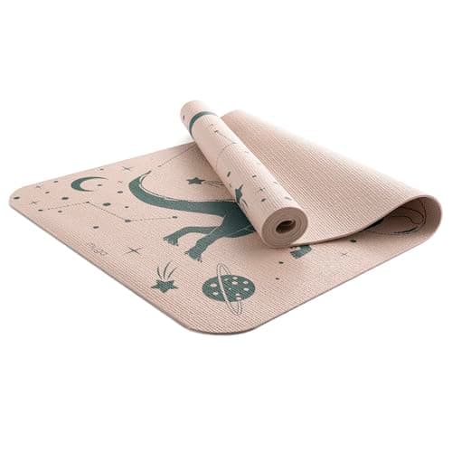 Myga Silk Print Kids Yoga Mat - Non-Slip for Kids' Exercise, Fitness, Yoga & Mindfulness - Lightweight, Non-Toxic & Easy Clean Play Mat for Girls & Boys - Space Dinosaur — view 5