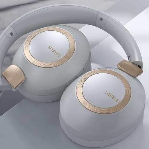 LORELEI B-C6 Wireless Over-Ear Headphones, 50H Playtime Foldable, Lightweight Bluetooth Headsets, Deep Bass, Built-in Microphone, Memory Foam Earmuffs, for Travel (Smoke Grey) — view 6