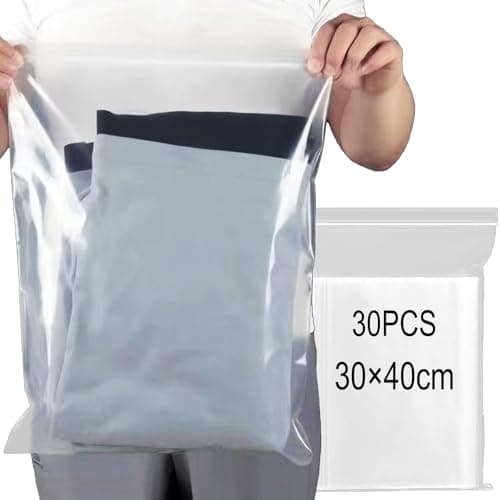 GESDYO Clear Seal Bags Waterproof Luggage Organiser 30Pcs Reusable and Sealable Plastic Bag, Suitable for Travel, Business Travel, Office, and Home Storage 30X40CM