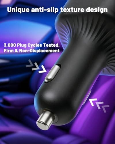 Retractable Car Charger 3-in-1, 78W Fast Car Charger with Built-in 30W USB C Cable & Cigarette Lighter Splitter, Car Accessories Gift for Men Women, for iPhone 17 16 15 14, Galaxy, Pixel — view 3