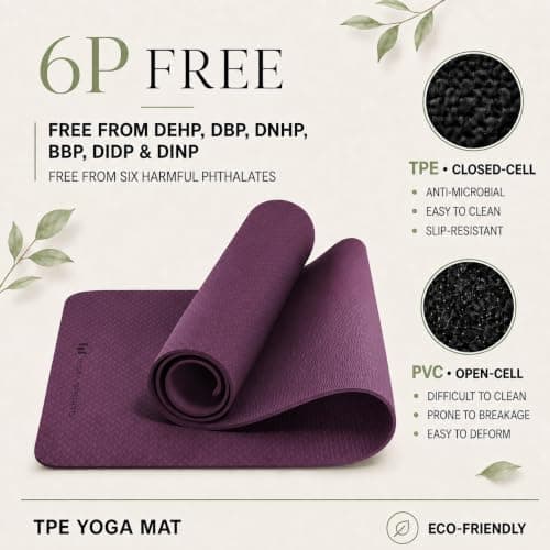 Non-Slip 6mm TPE Yoga Mat with Carry Strap for Home, Gym & Travel — view 2