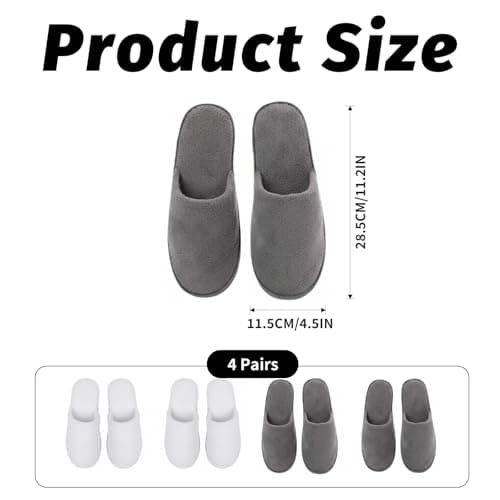 SimingZric Hotel Slippers - 4 Pairs Soft Coral Fleece Hotel Slippers Multipack, Cosy Guest Slippers, Premium Disposable Slippers For Guests for Home Spa Hotel Bathroom — view 2