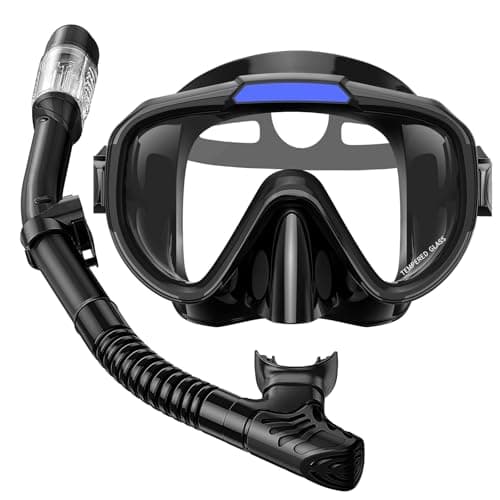 Lealinga Snorkel Set Adult Kid Panoramic View Snorkel Mask with Travel Bag