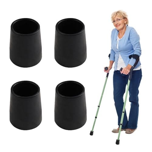 Verazquy 4Pcs Walking Stick Rubber Ends - Non-Slip Replacement Tips with Metal Inserts for Canes, Crutches, Hiking Poles, All-Terrain Mobility Accessories Multi-Pack.