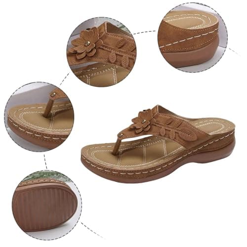Summer Sandals Women Wedge Flip Flops for Women Orthopedic Sandals Comfortable Flip Flops with Arch Support Summer Casual Wedge Sandal Slippers Dressy Comfy Platform Beach Travel Sandal Shoes — view 4