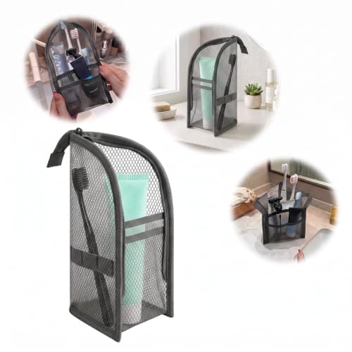 Large Capacity Freestanding Toiletry Bag Waterproof Travel Makeup (Grey) — view 6