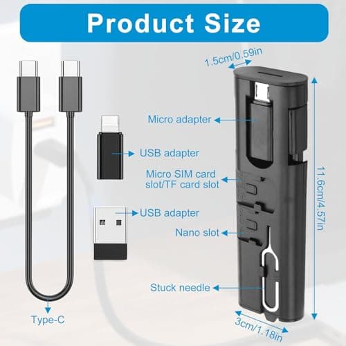 Multi USB Charging Adapter Cable Kit, 2-in-1 USB-C to USB-A Conversion Set, Includes USB-C /8-Pin Connector/ Micro USB Adapters, 60W Fast Charging Travel & Office Essential for Android and iOS Devices — view 2