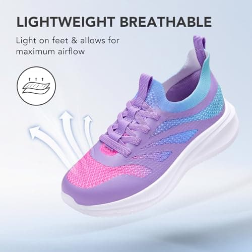 Kids Slip on Trainers Girls School Shoes, Purple, Size 1 — view 4