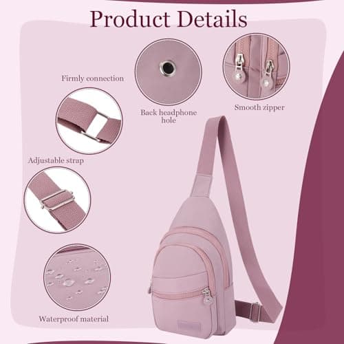 2PCS Sling Chest Bags for Women Men Waterproof Nylon Crossbody Bag — view 3
