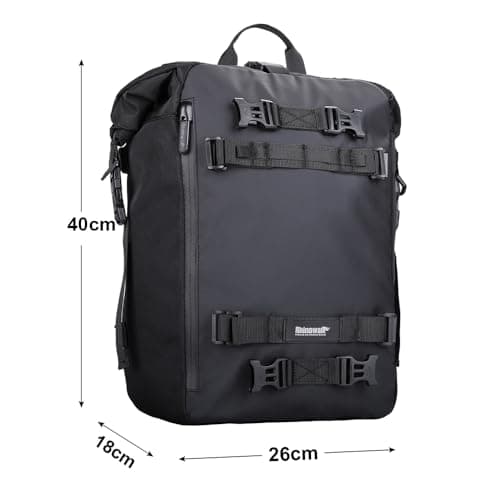 Rhinowalk Motor Pannier Bag 20L Multifunctional Waterproof Rear Rack Trunk Motorcycle Seat Bag Motorbike Saddle Bag Professional Motor Accessories-Black — view 2