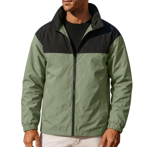 Waterproof Jacket for Men Uk Windbreaker Outdoor Raincoat Lightweight Breathable Coats Sun Protection Windproof Jackets Tops Quick Dry Running Walking Hiking Camping Cycling Travel Sports Army Green M — view 5