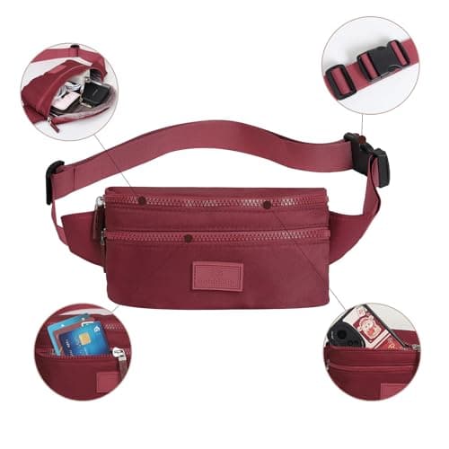 Bumbags Waist Fanny Pack Ladies Fashion Bum Bag with Adjustable Belt for Sport Hiking Girls Women (red) — view 2