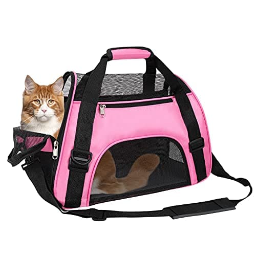TIYOLAT Pet Carrier Bag, Airline Approved Duffle Bags, Pet Travel Portable Bag Home for Little Dogs, Cats and Puppies, Small Animals (M, Pink)