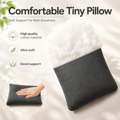 Black Mini Pillow Small Rectangle Cushion for Neck and Lumbar Support — view 3