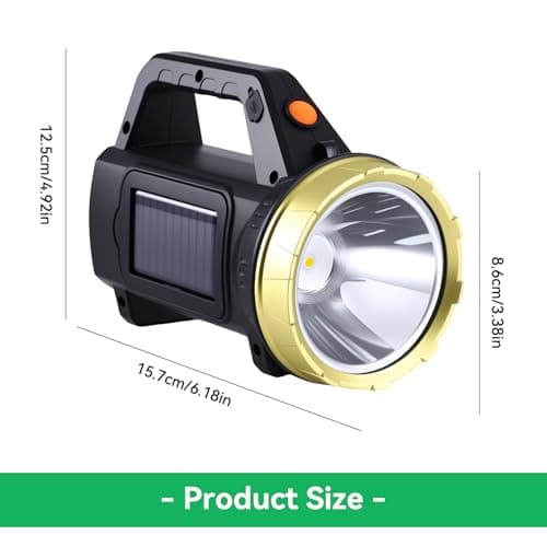 Tryora Solar LED Torch, Super Bright Solar Powered Handheld Torch USB Rechargeable LED Flashlight Spotlight with 3 Light Modes, Portable Camping Lantern for Home Emergency Outdoor Hiking — view 5