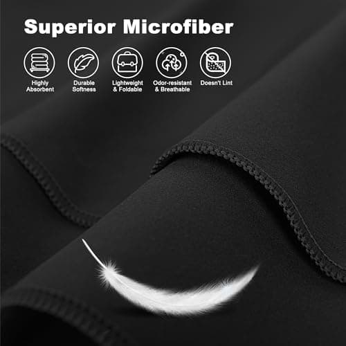 HiiPeak Microfibre Towel 2 pack（160x80cm+80x40cm） Compact Camping Beach Towel - Quick Dry Ultra Lightweight Absorbent Sports Gym Yoga Swimming Hiking Drying Towel for Men,Women (Black-2pcs) — view 4