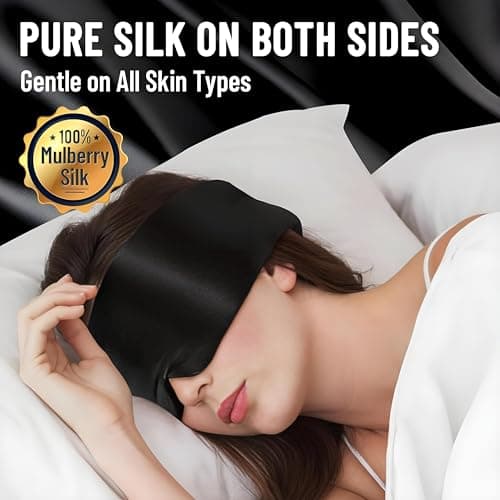 BYDT Mulberry Silk Sleep Mask, Large Blackout for Side Sleeper Black — view 3