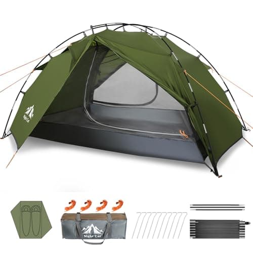 Night Cat 2 Person Camping Tent: Waterproof 2 Man Backpacking Tent Double Layer Easy Set Up Lightweight For Hiking Trekking