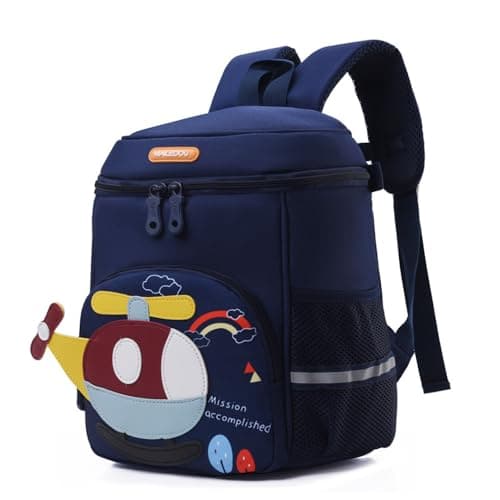 XNDZ Toddler Backpack for Nursery Kids Children Dinosaur with Chest Strap Kindergarten School Bag Outdoor Rucksack for 3-6 Years Boys Girls Navy Airplane