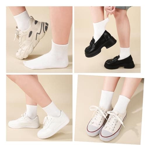 Zuimei 8 Pairs White Sports Socks, Crew Socks Women — view 2