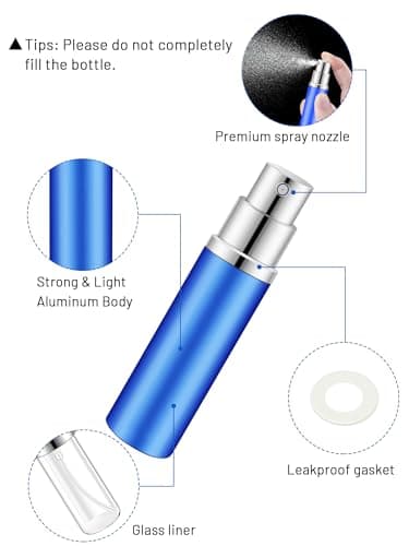 BELEVO Travel Perfume Atomiser Bottle Refillable, 3 Pieces Portable Aftershave Travel Bottles 5ml Mini Atomiser Perfume Spray Bottle Travel Must Haves, Small Perfume Refill Bottle for Pocket, Handbag — view 5