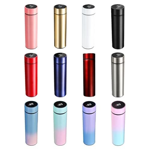 500ML Coffee Cups Travel Mugs with Temperature Display, Stainless Steel Vacuum Insulated Water Bottle with Inner Tea Strainer, Portable Travel Cup, 12-Hour Thermal Insulation 500ml Dark — view 2