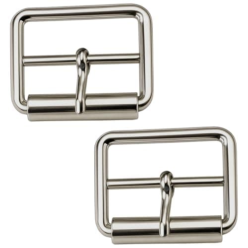 WedDecor Single Prong Metal Roller Buckle for Shoes, Belts, Handbags, Clothing Accessories, Webbing, Footwear, Luggage Bags, Leather Crafts, Silver, 45mm, 2pcs
