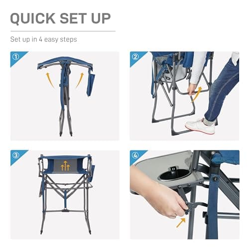 EVER ADVANCED 76CM Seat Height Tall Folding Camping Directors Chair — view 6