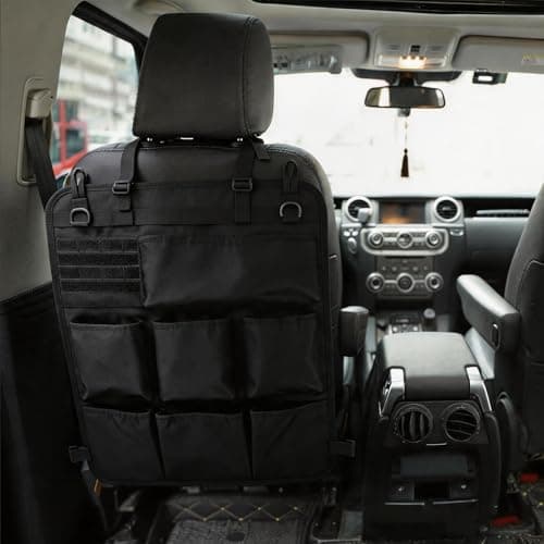 Wi8parts Tactical Car Seat Organiser 46 x 59 cm Tactical Seat Back Organiser with 6 Pockets and Molle System for Camping, Car Organiser Back Seat Waterproof (7 Pockets - Black) — view 5