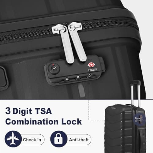Karl home Luggage Set 2 Piece, 20in Carry-on with 12 Mini Case, Black — view 5