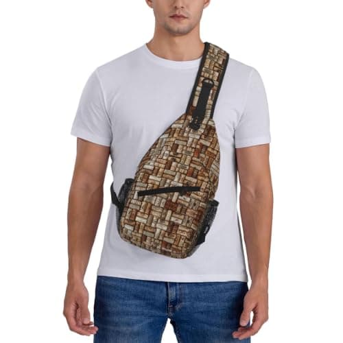 Longzehao Wine cork Print Sling Bag Small Crossbody Backpack Chest Shoulder Bag Travel Hiking Daypack — view 2