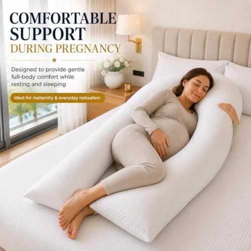 ARLINENS U Shaped Pillow 9ft Long Full Body & Back Support Pillow Extra Fill With Hollow Fiber-Soft Relieve Pain Pregnancy & Leg Support Pillow with Free Pillowcase (Silver) — view 4