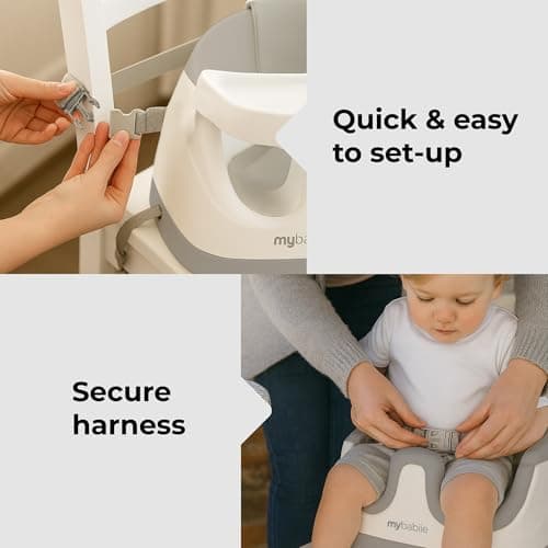 My Babiie MBHCB 2-in-1 Baby Booster Chair – Feeding and Floor Seat for Toddlers, Easy Clean, Removable Tray with Cup Holder, from 6 Months to 3 Years (15kg) – Grey — view 4