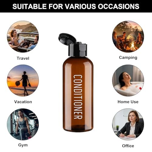Decorniqu Travel Bottles for Toiletries 6 Pack 100ml Leakproof Pre-labeled Travel Size Containers TSA Approved Shampoo and Conditioner Bottles Plastic Squeeze Bottles with Flip Cap Travel Essentials — view 6