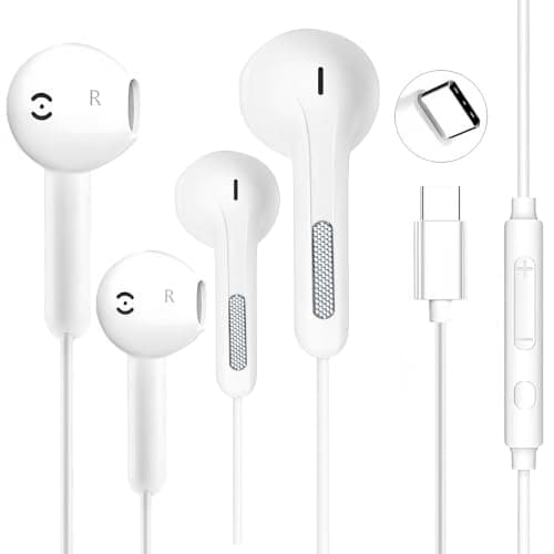 2Pack USB C Headphones for iPhone 16, Type C Wired Earbuds with Mic & Volume Control, HiFi Stereo Noise Cancelling Earphones Wired for iPad Pro iPhone 17/16/15 Pro Max/Plus, Samsung Galaxy S23/S22/S21