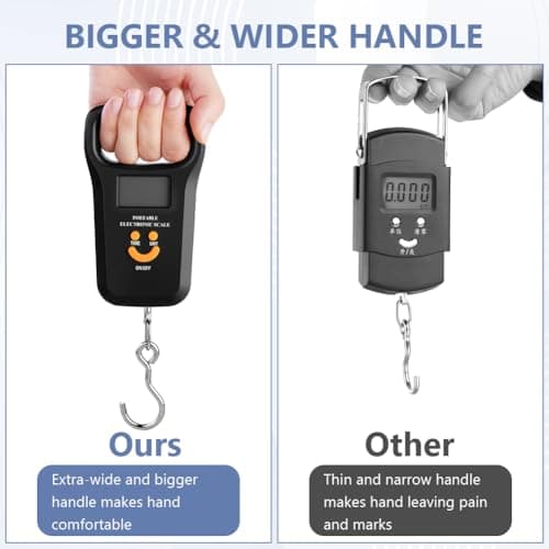 OSDUE Digital Suitcase Scale, 110lb/50kg Luggage Scale, Portable Suitcase Weighing Scales with Extra Wide Handle, Backlit LCD Display,4 Unit Conversions, 2 AAA Batteries & USB-C Charging Cable — view 5