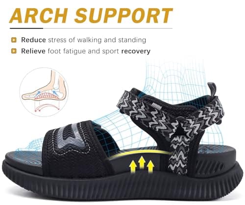 KuaiLu Womens Orthotic Recovery Walking Arch Support Sandals Black 7 — view 3