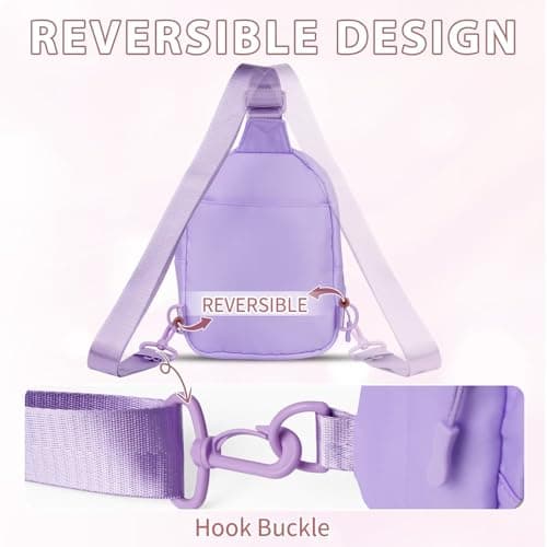 YOOLIFE Gifts for 4 5 6 7 8 9 10 11 12 13 14 15 Year Old Girl - Birthday Gifts for 16th 18th Girl Daughter Sister Niece, Initial Sling Bag Crossbody Bags Fanny Pack Purse for Kids Girls, Purple L — view 6