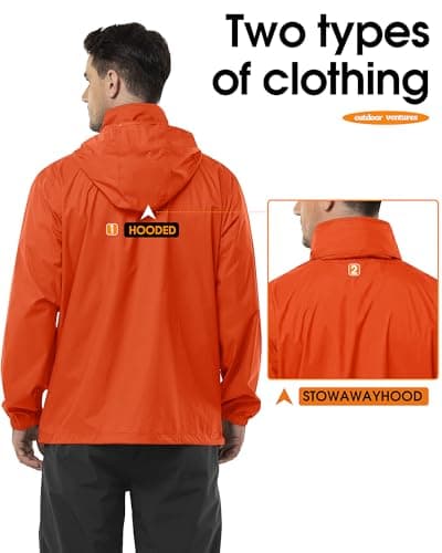 Outdoor Ventures Men's Waterproof Jackets Lightweight Windproof Raincoat — view 3
