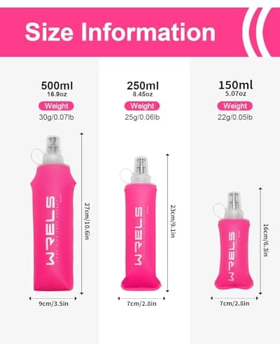 WRELS Folding Soft Flask Portable Collapsible Running Lightweight Water Bottle for Outdoor Sports,Travel with Mouthpeice Cover(150ml-2 Packs) — view 6