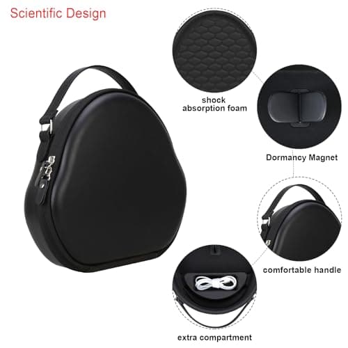 Elonbo Hard Carrying Case for Apple AirPods Max 2 Wireless Over-Ear Headphones, New AirPods Max Bluetooth Headphones Travel Protective Cover Earphone Protector Storage Bag, Black — view 5