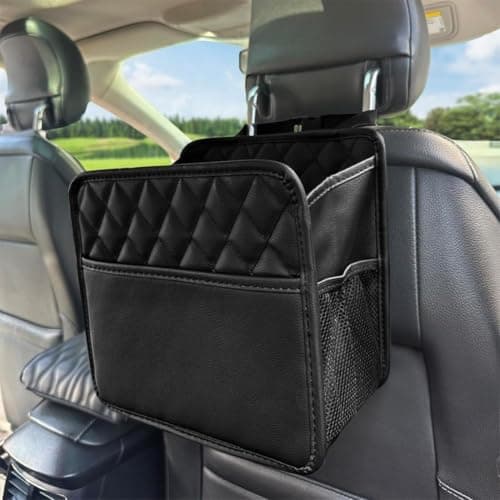 Car Seat Back Organizer with Trash Bag, Foldable Faux — view 3