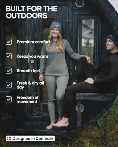 DANISH ENDURANCE Thermal Underwear Mens & Womens, Base Layer Set, Recycled, Long Johns and Long Sleeve Top, Bottom & Top, Unisex, Black, XXL — view 3