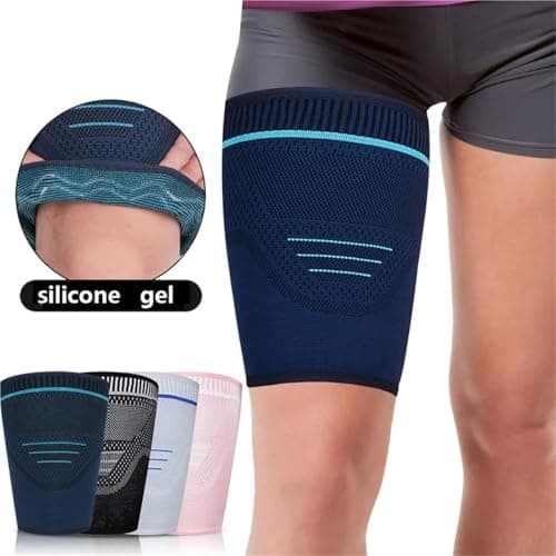 ADRLOPFE Compression Socks 1Pcs Thigh Compression Sleeve,Anti-slip Breathable Quad And Hamstring Support Brace Upper Leg Wrap For Women Men(Brown,L) — view 2