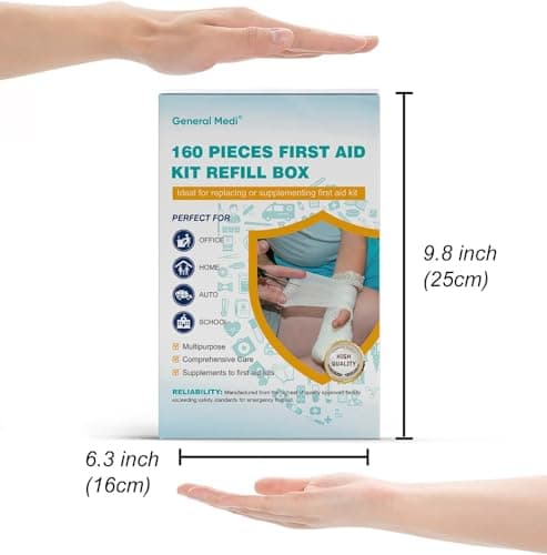 General Medi 160 Piece First Aid Kit Bag Refill Kit - Includes Instant Cold Pack, Bandages, Emergency Blanket, Moleskin Pad, Gauze - Extra Replacement Medical Supplies for First Aid — view 2