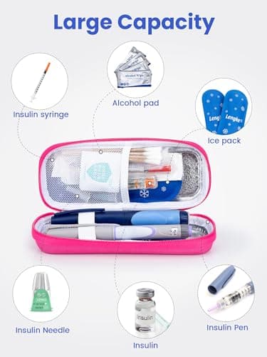 SUNMON Insulin Cooler with 2 TSA Approved Ice Pack - Portable Diabetes Case, Medicine Organizer Bag for Diabetic Supplies (Red) — view 5