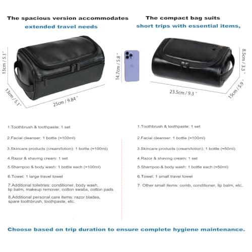 Personalized Large Toiletry Bag for Men,Minimalist Travel Toiletry Organizer Dopp Kit Water-Resistant Shaving Bag for Toiletries Accessories,Door Room Essentials,Ideal Chrismas Gifts for Men — view 3
